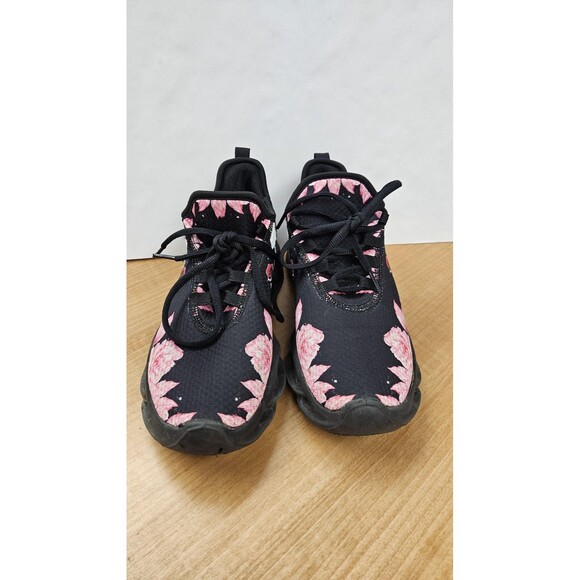 Skull Rose Shoes Womens Size 9 Black Pink Graphic Chunky Sole Goth Sneakers - Picture 3 of 7